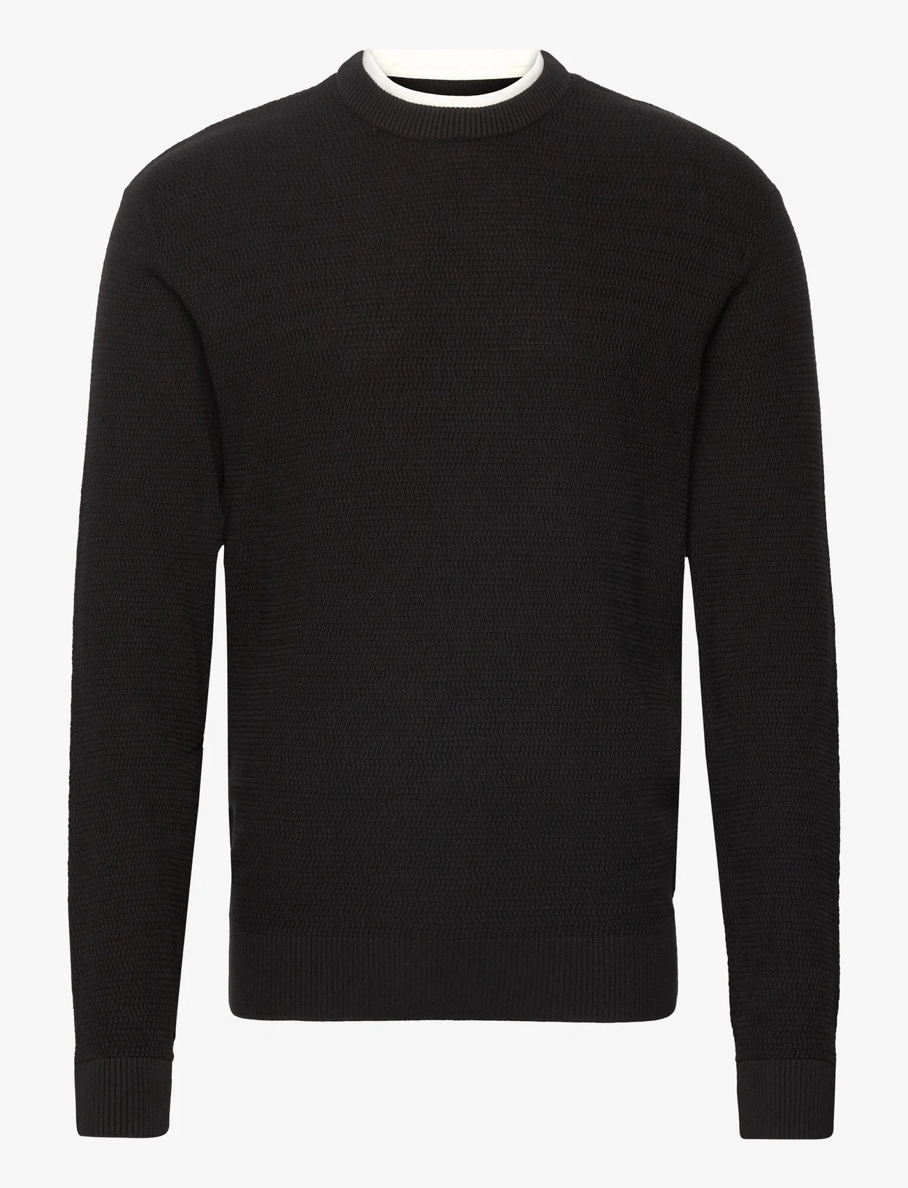 Tom Tailor - structured doublelayer knit - rundhalsad - black - 0