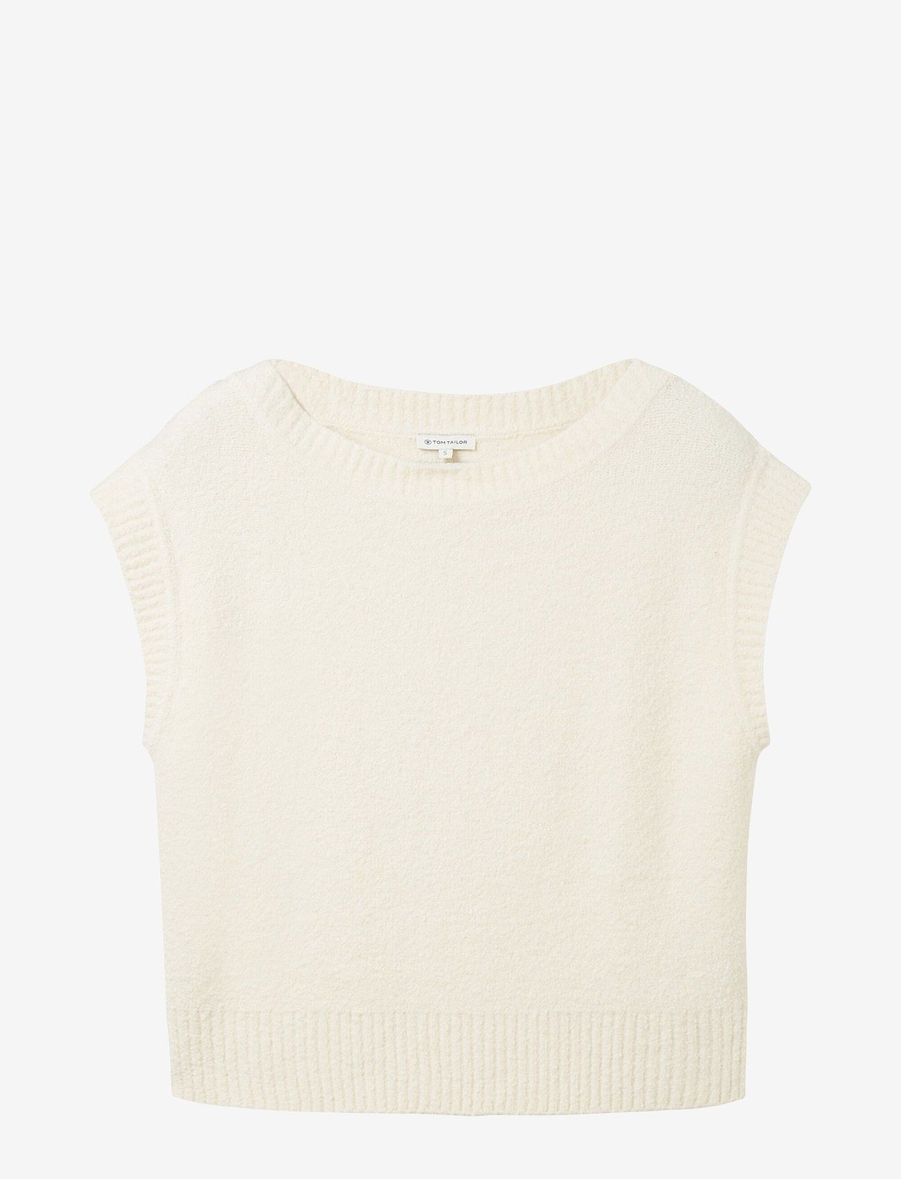 Tom Tailor - Knit vest boucle - neuleliivit - soft beige solid - 0