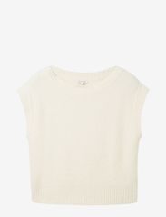 Tom Tailor - Knit vest boucle - neuleliivit - soft beige solid - 0