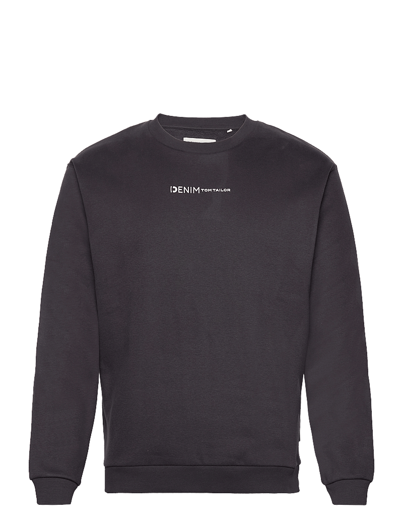 Tom Tailor - crew neck sweater with print - kollektioner - coal grey - 0