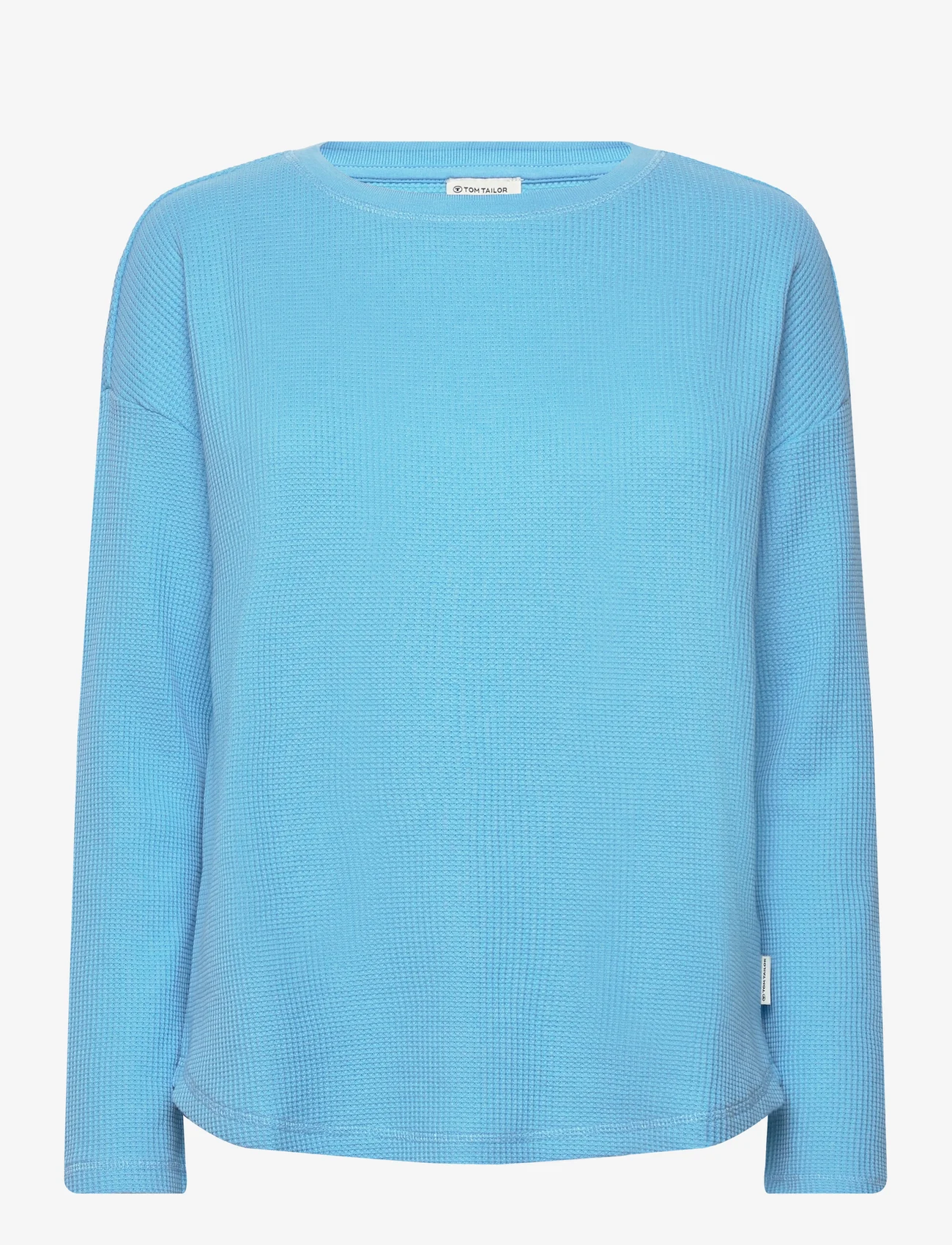 Tom Tailor - T-shirt crew neck waffle - long-sleeved tops - clear light blue - 0