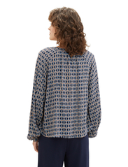 Tom Tailor - feminine print blouse - langærmede bluser - blue brown geometrics print - 4