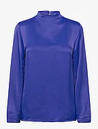 satin blouse - CREST BLUE