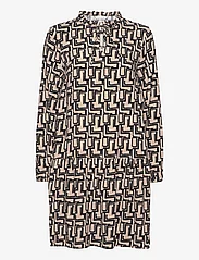 Tom Tailor - feminine printed dress - sommerkleider - beige black abstract design - 0