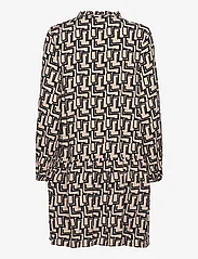 Tom Tailor - feminine printed dress - zomerjurken - beige black abstract design - 1