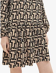 Tom Tailor - feminine printed dress - vasarinės suknelės - beige black abstract design - 5