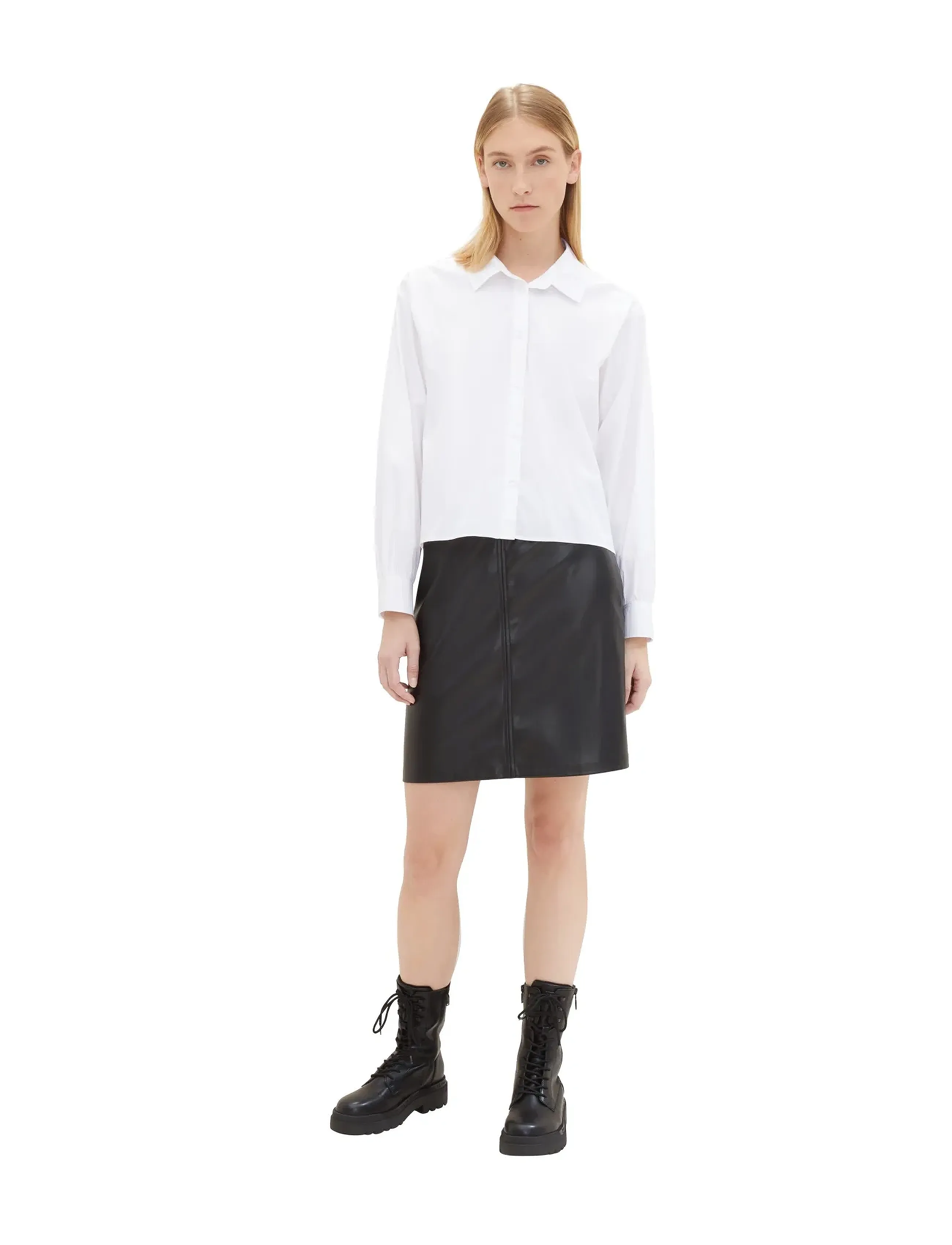 Tom Tailor - skirt fake leather - korte nederdele - deep black - 1