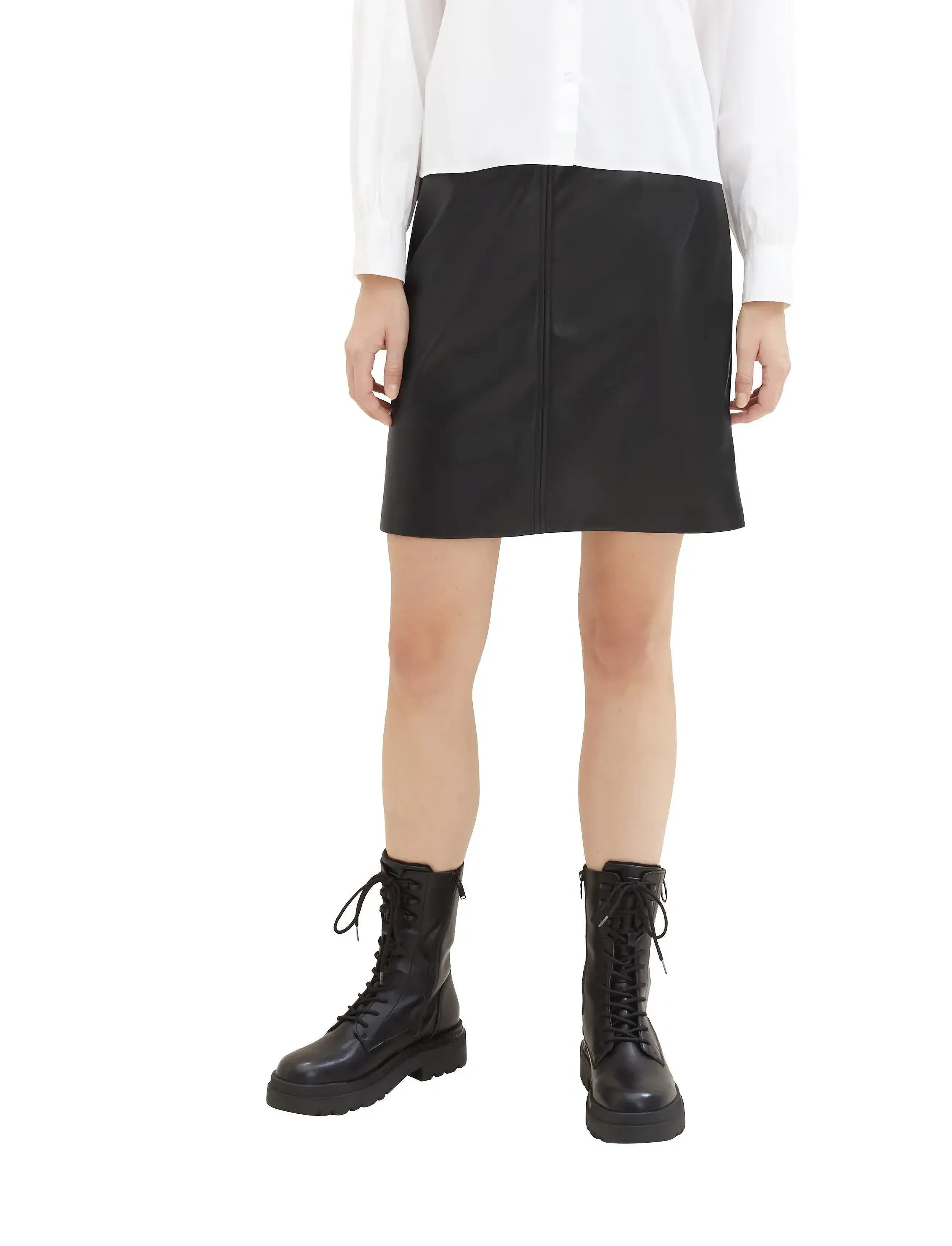 Tom Tailor - skirt fake leather - korte nederdele - deep black - 2