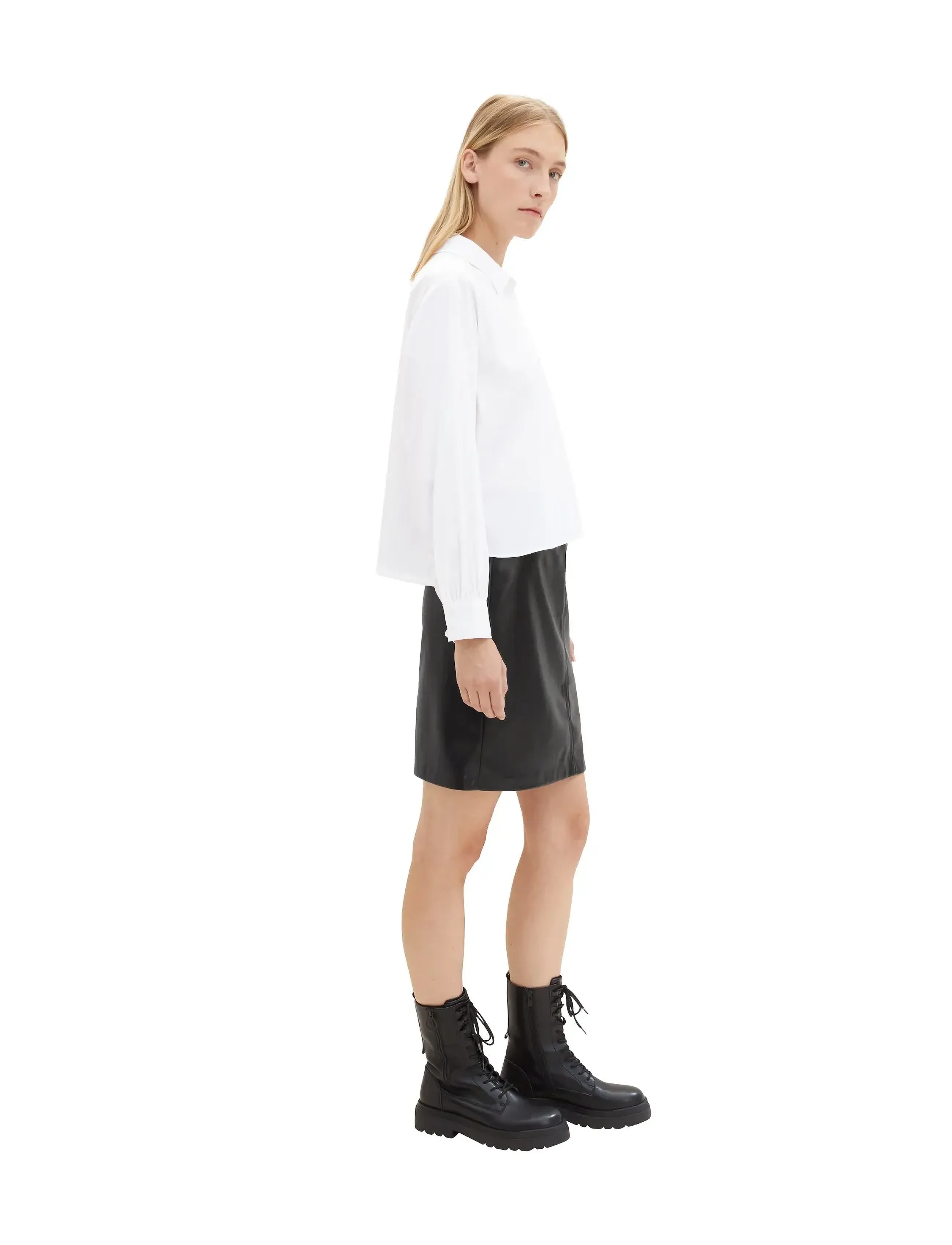 Tom Tailor - skirt fake leather - korte nederdele - deep black - 3