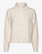 Knit roll-neck pullover - BEIGE NEP YARN