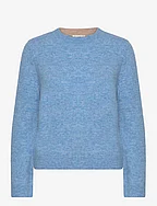 Knit crew-neck pullover - CLEAR LIGHT BLUE MELANGE