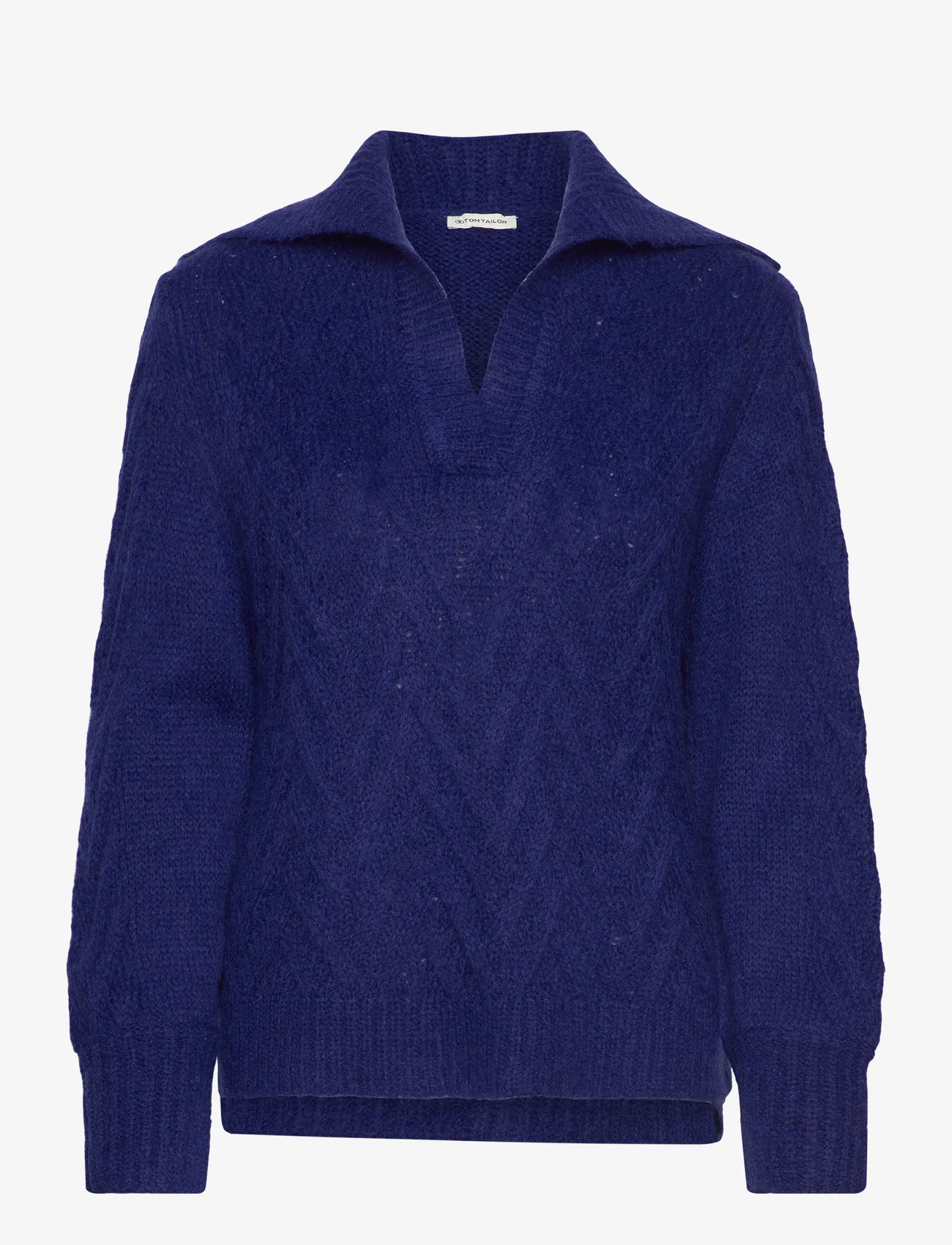 Tom Tailor - Knit pullover troyer - strikkegensere - crest blue melange - 0