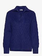 Knit pullover troyer - CREST BLUE MELANGE