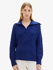 Tom Tailor - Knit pullover troyer - pullover - crest blue melange - 2