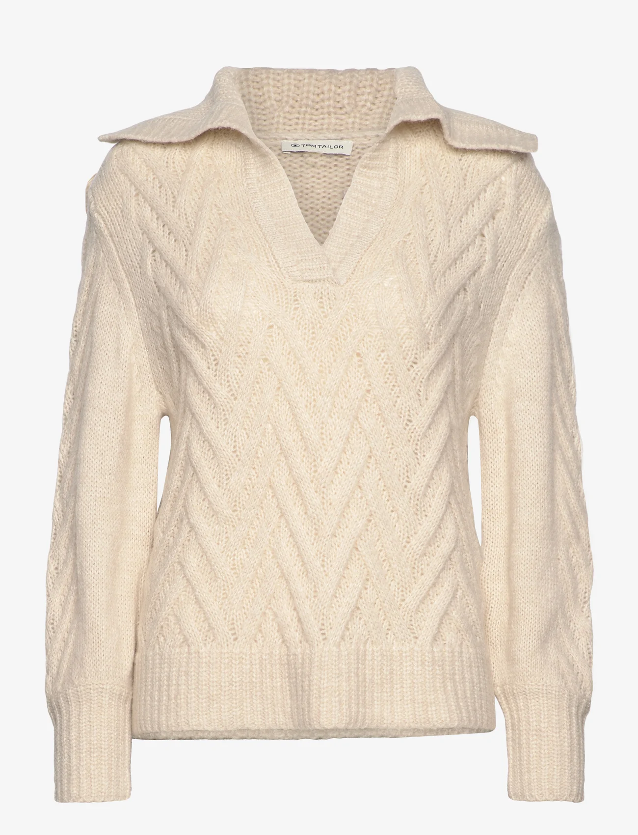 Tom Tailor - Knit pullover troyer - strikkegensere - soft beige melange - 0