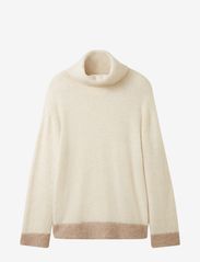 Tom Tailor - Knit pullover contrast parts - džemperi ar augstu apkakli - soft beige melange - 0