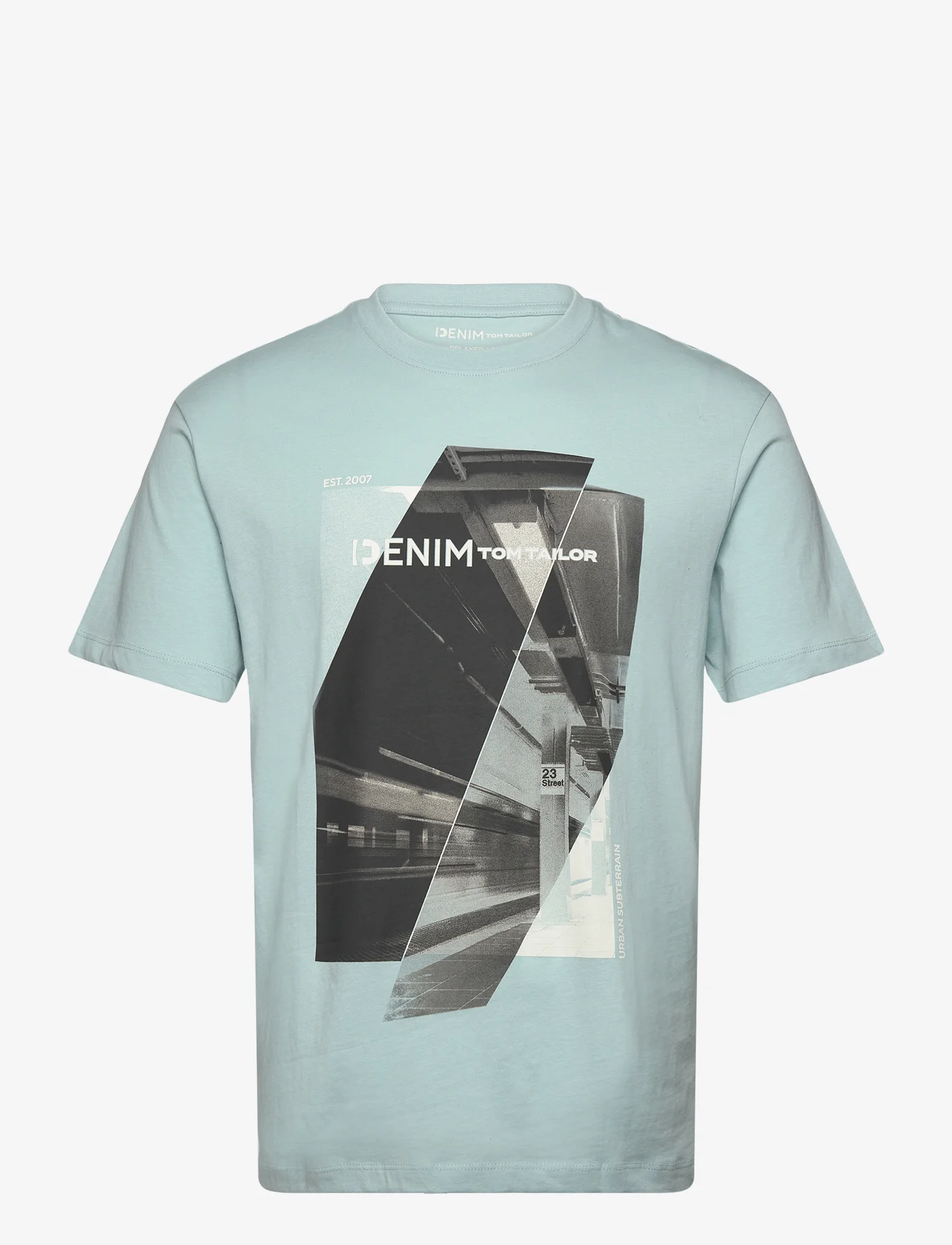 Tom Tailor - relaxed printed t-shirt - alhaisimmat hinnat - dusty mint blue - 0