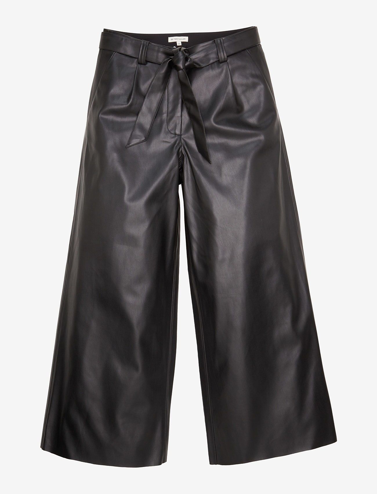 Tom Tailor - pants culotte PU - leather trousers - deep black - 0