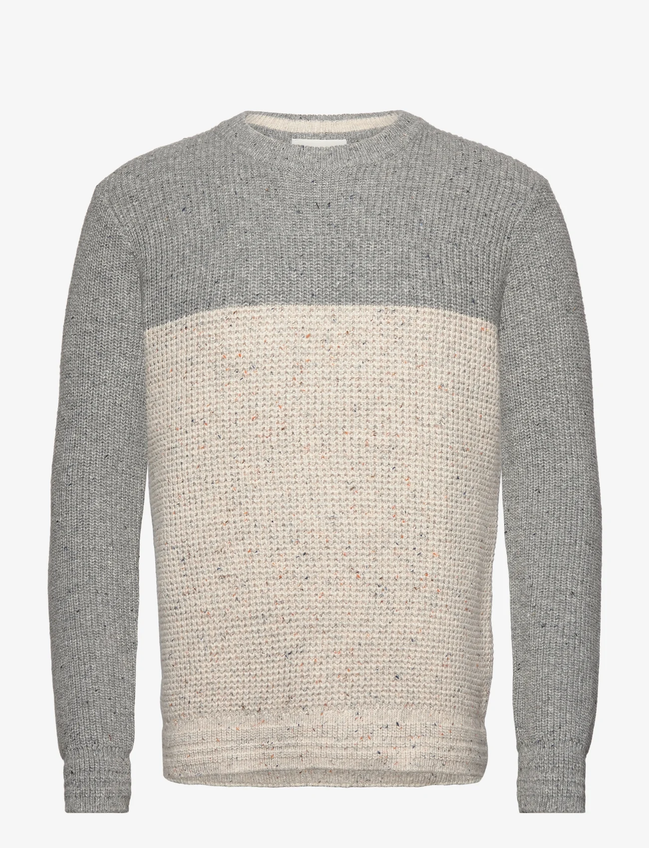 Tom Tailor - nep structured crewneck knit - rundhals - grau melange neps colorblock - 0