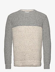 Tom Tailor - nep structured crewneck knit - rundhalsad - grau melange neps colorblock - 0