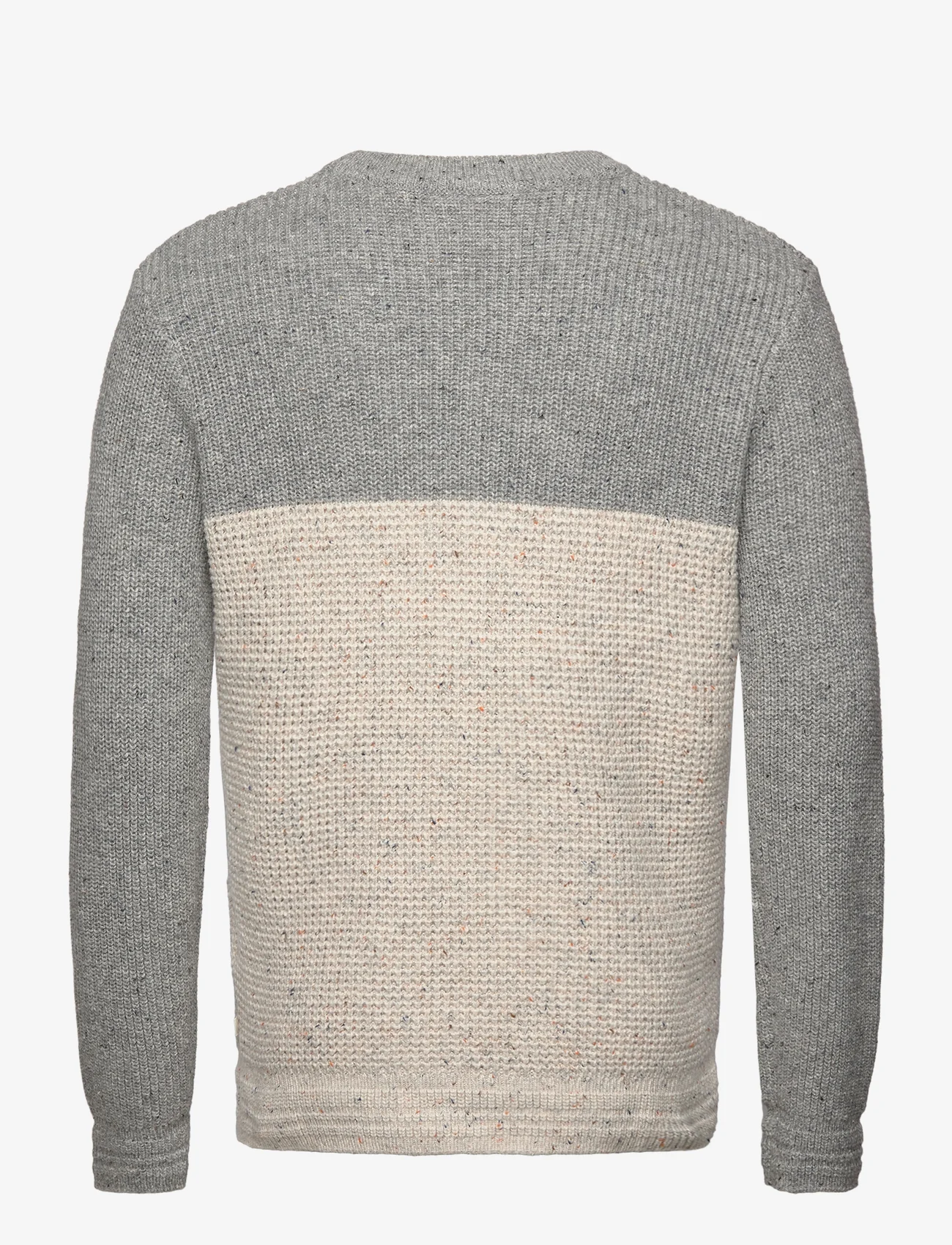 Tom Tailor - nep structured crewneck knit - rundhals - grau melange neps colorblock - 1