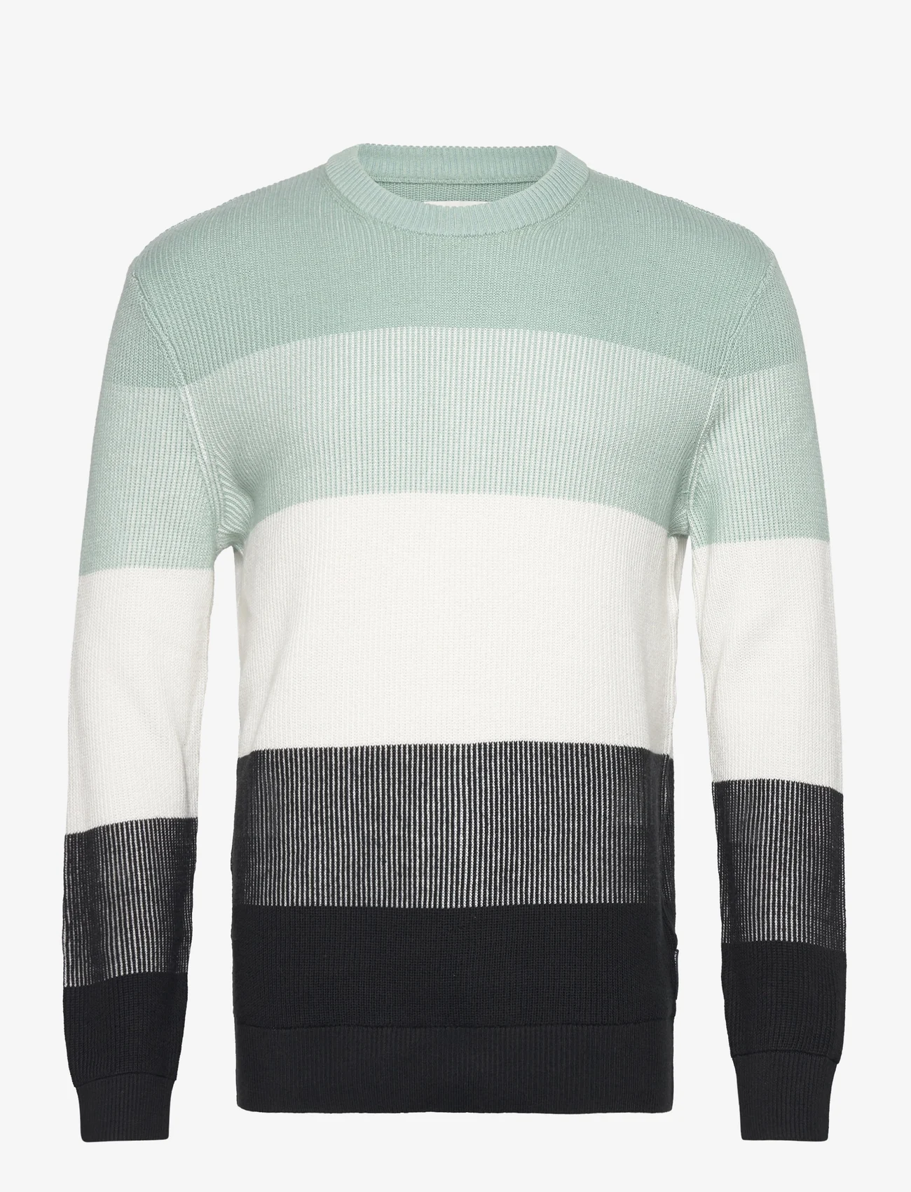 Tom Tailor - structured colorblock  knit - knitted round necks - mint white black colorblock - 0