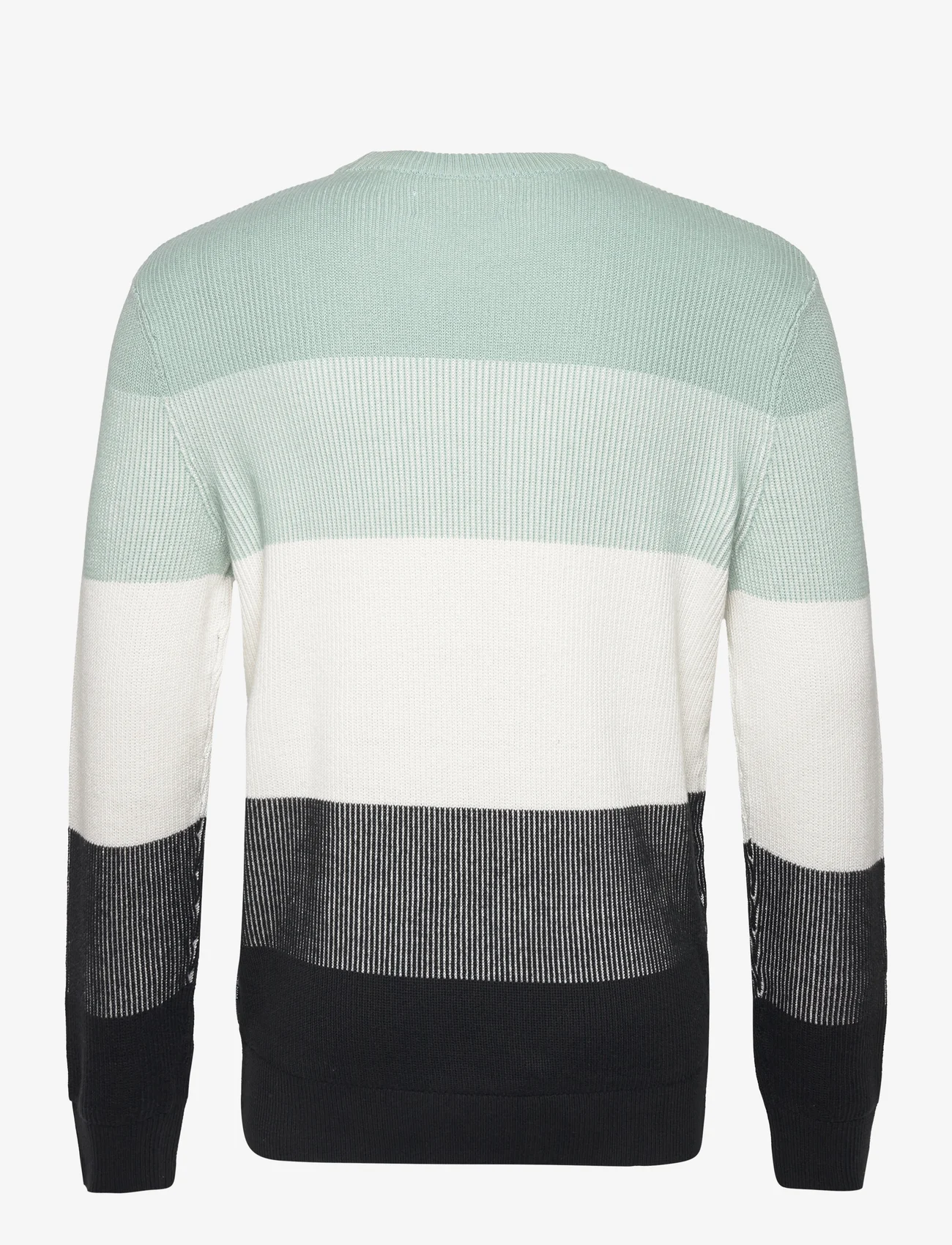 Tom Tailor - structured colorblock  knit - knitted round necks - mint white black colorblock - 1