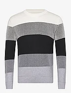 structured colorblock  knit - WHITE BLACK GREY COLORBLOCK