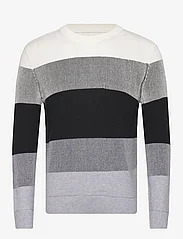 Tom Tailor - structured colorblock  knit - strik med rund hals - white black grey colorblock - 0