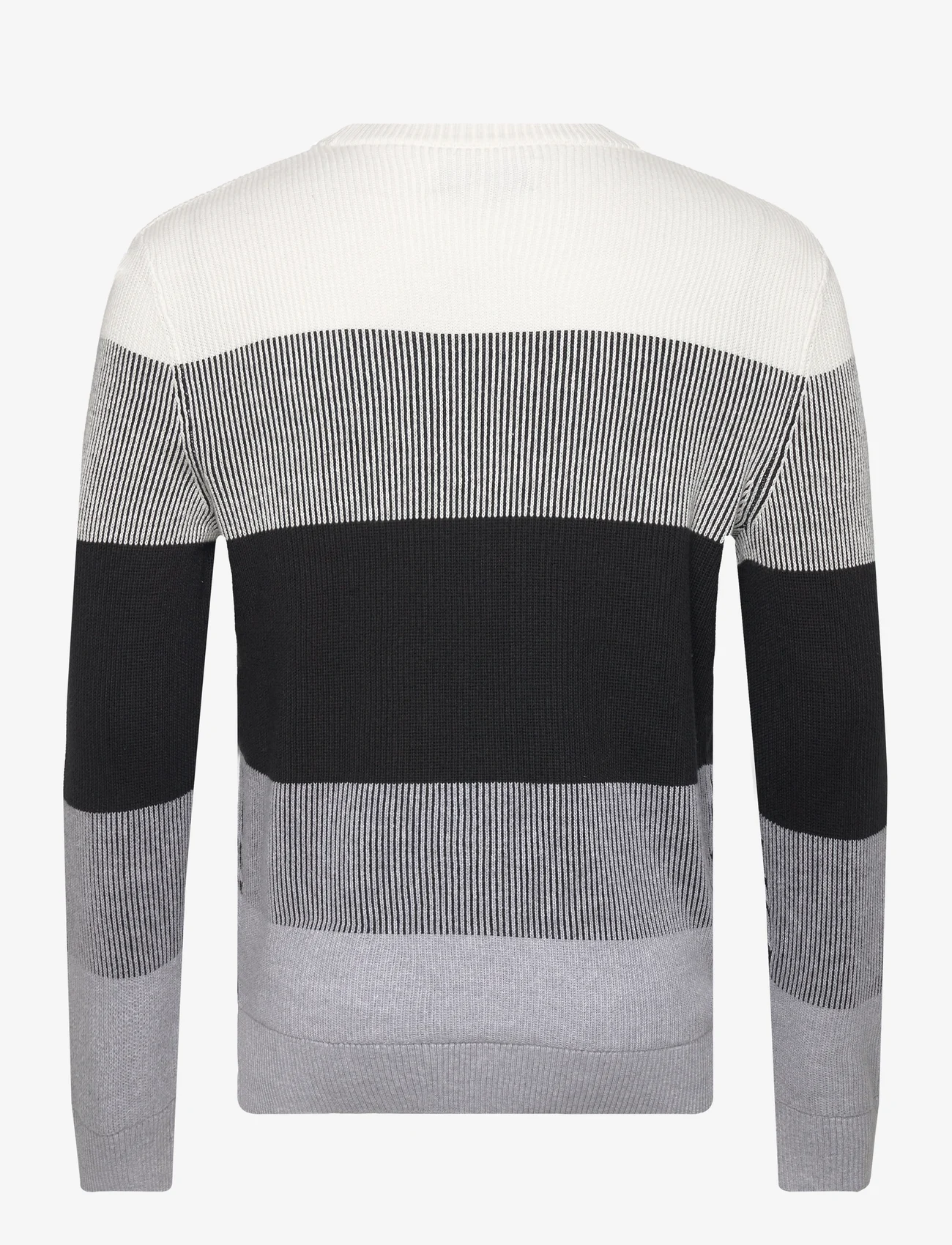 Tom Tailor - structured colorblock  knit - knitted round necks - white black grey colorblock - 1
