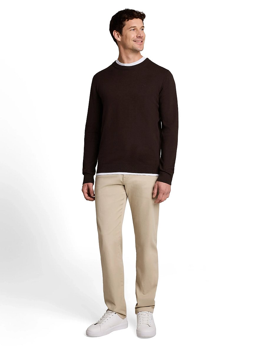 Tom Tailor - basic crewneck knit - rundhals - dark chocolate brown melange - 0