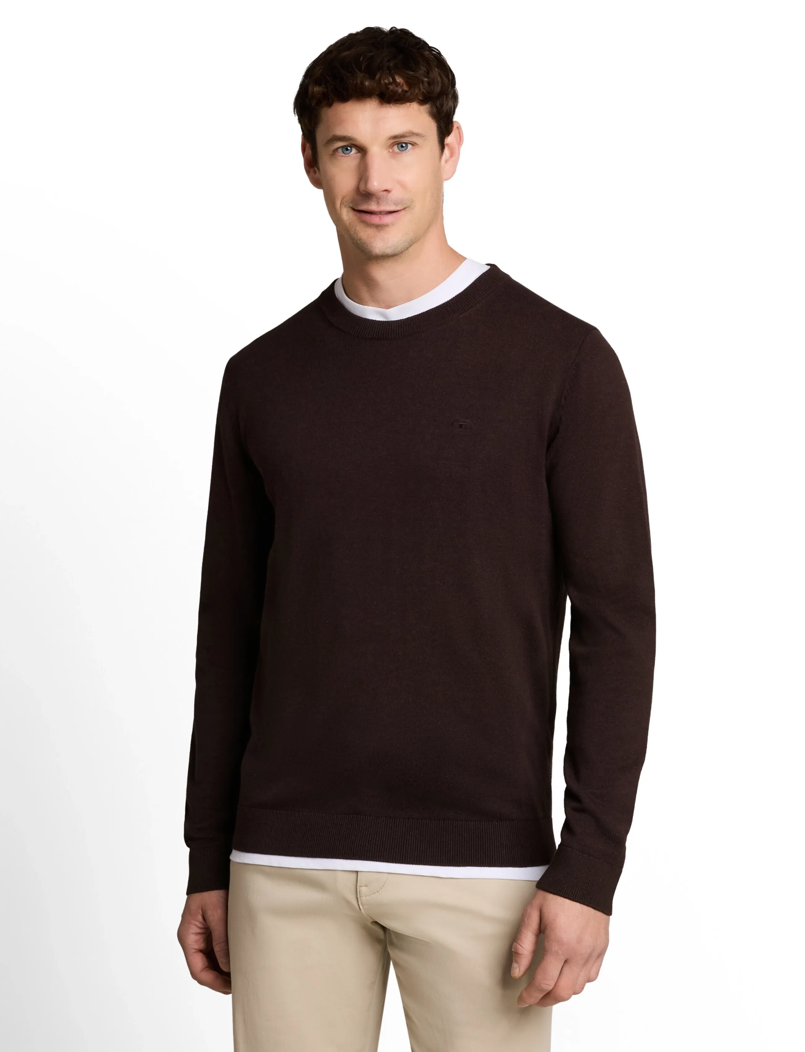 Tom Tailor - basic crewneck knit - Ümara kaelusega - dark chocolate brown melange - 4