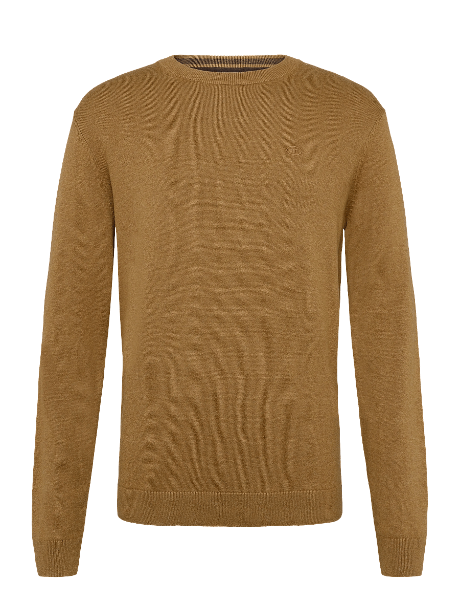 Tom Tailor - basic crewneck knit - rundhals - dark camel melange - 1