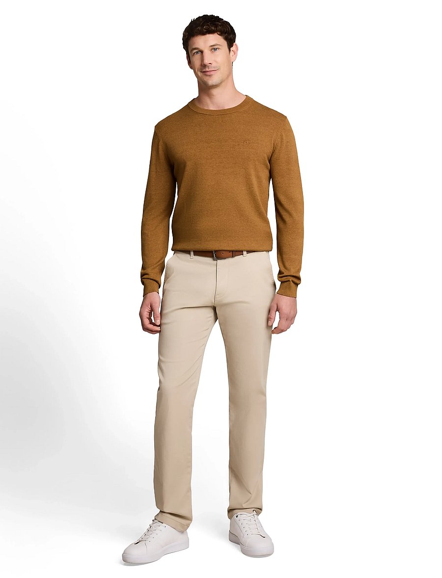 Tom Tailor - basic crewneck knit - rundhals - dark camel melange - 0