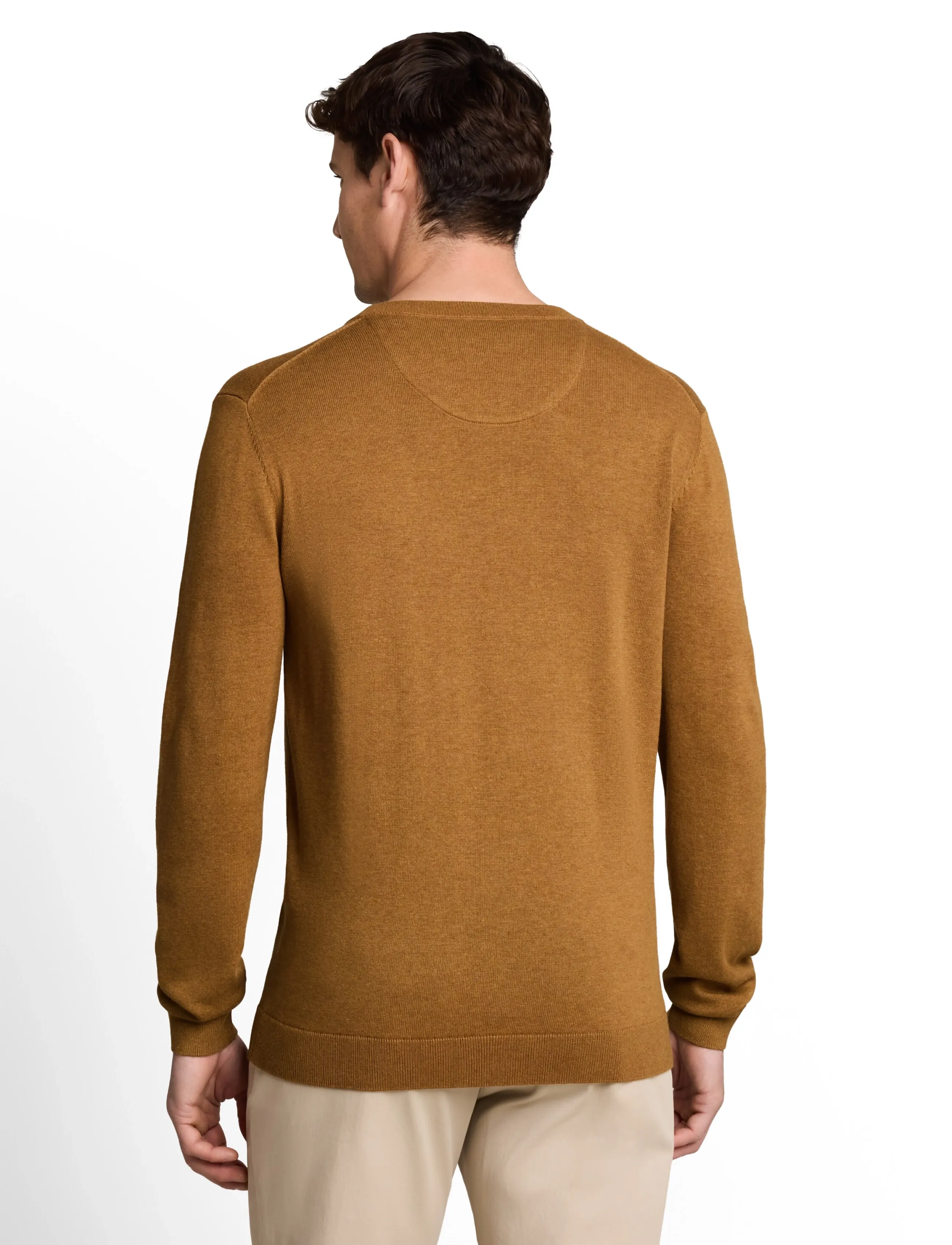 Tom Tailor - basic crewneck knit - rundhals - dark camel melange - 3