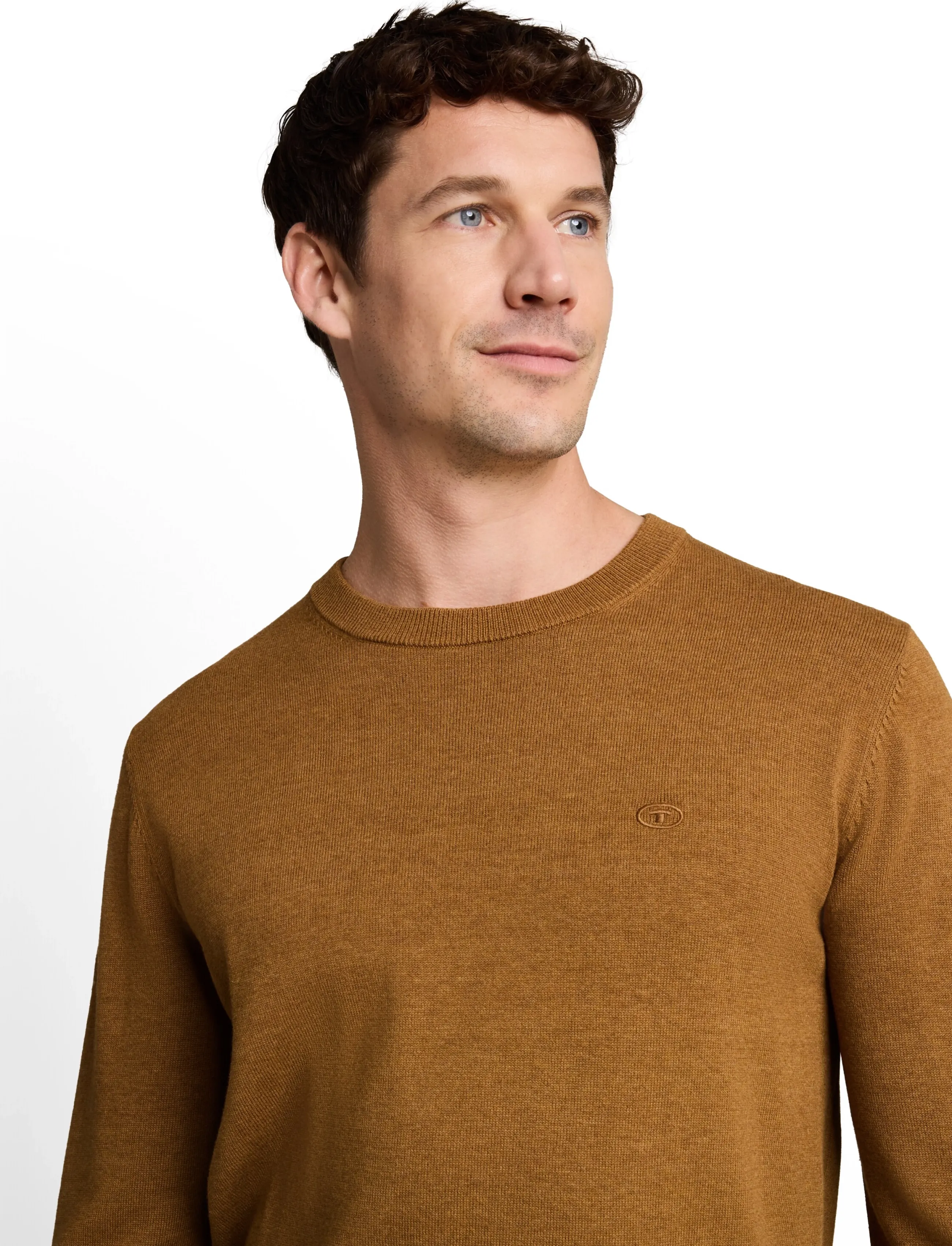 Tom Tailor - basic crewneck knit - rundhals - dark camel melange - 4