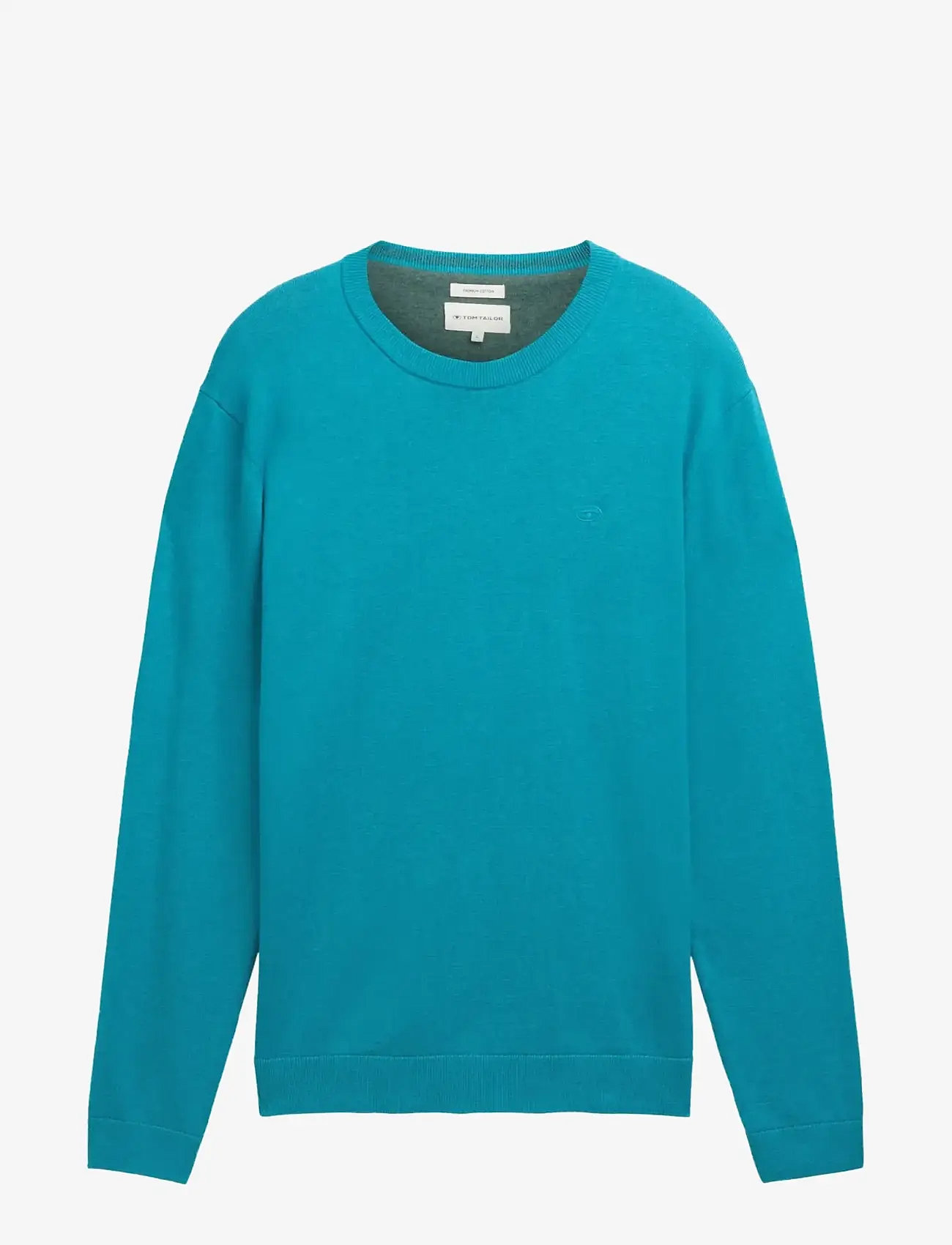 Tom Tailor - basic crewneck knit - höstkläder - turquoise blue melange - 0