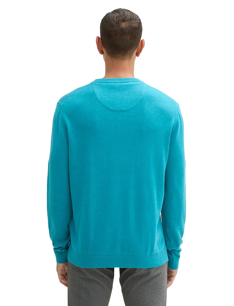 Tom Tailor - basic crewneck knit - rund hals - turquoise blue melange - 2