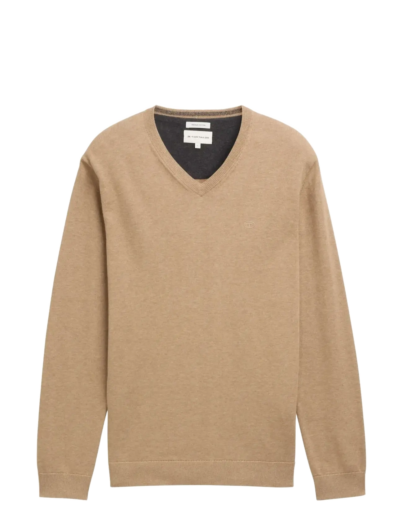 basic v-neck knit - HAZEL BROWN MELANGE