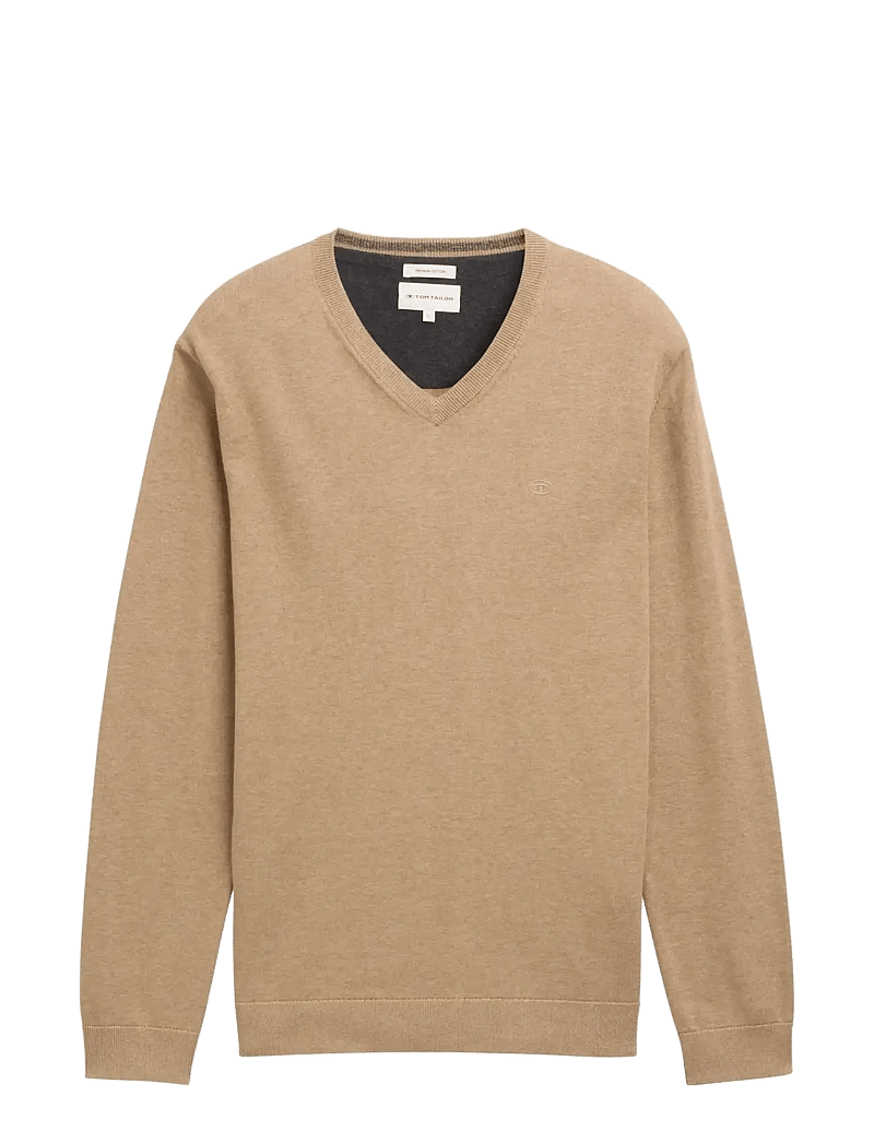 Tom Tailor - basic v-neck knit - v-ausschnitt - hazel brown melange - 1