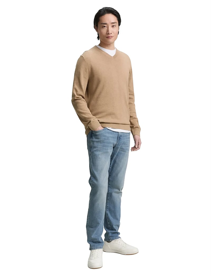 Tom Tailor - basic v-neck knit - v-ausschnitt - hazel brown melange - 0