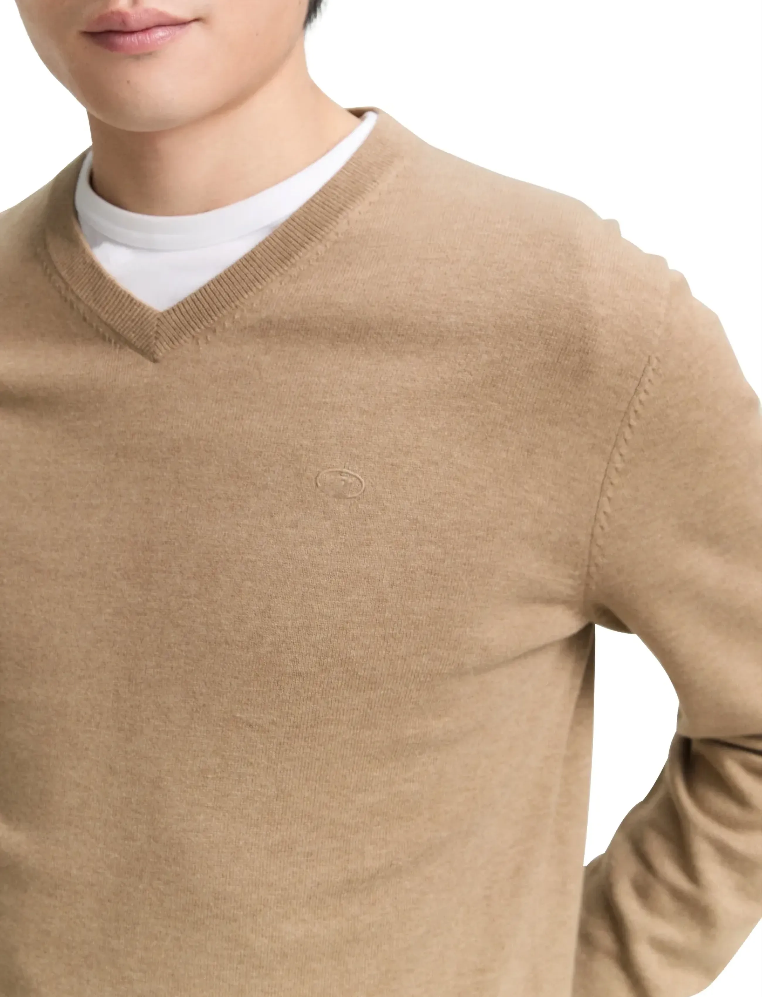 Tom Tailor - basic v-neck knit - v-kaelusega kudumid - hazel brown melange - 4