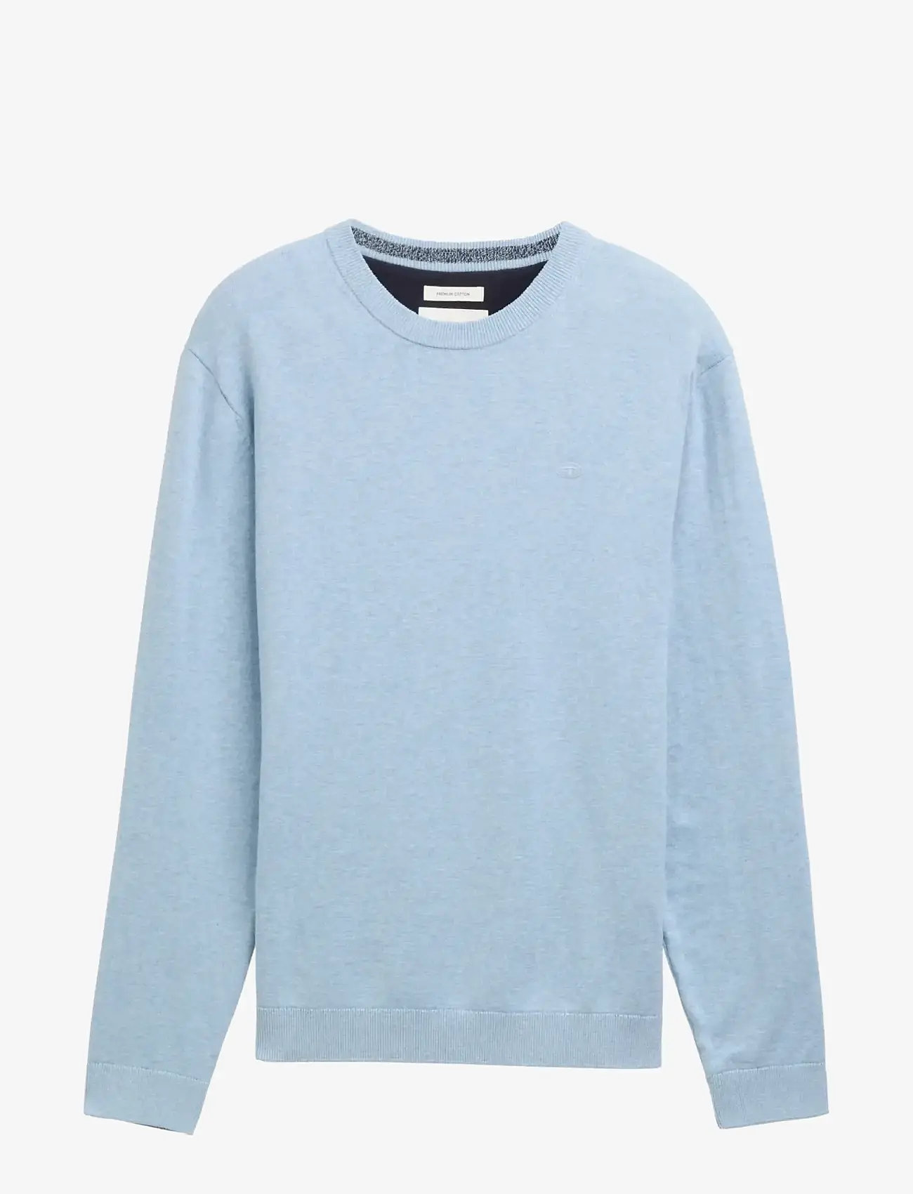 Tom Tailor - basic crewneck knit - laveste priser - light metal blue melange - 1
