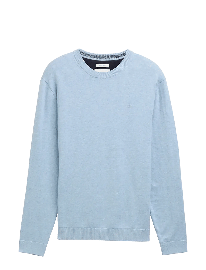 Tom Tailor - basic crewneck knit - rundhals - light metal blue melange - 1