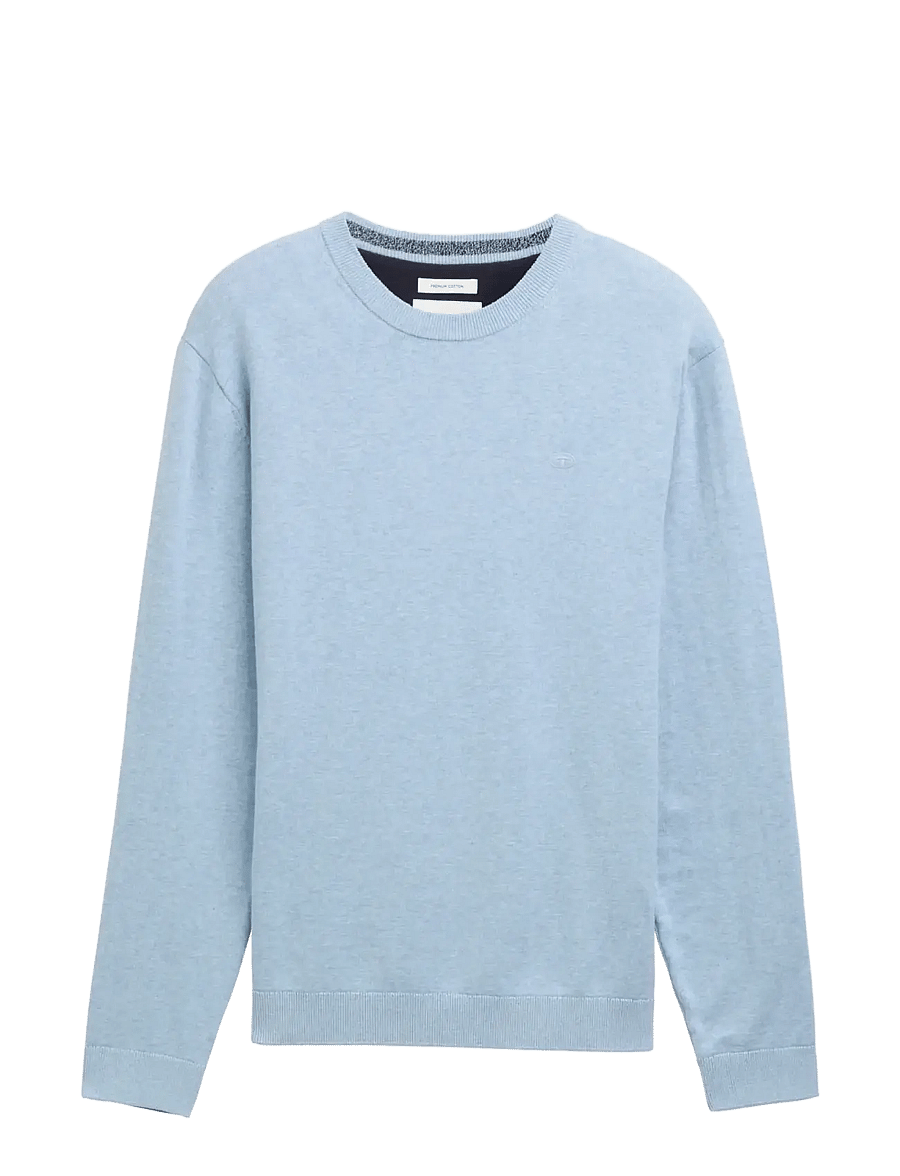 Tom Tailor - basic crewneck knit - rundhals - light metal blue melange - 1