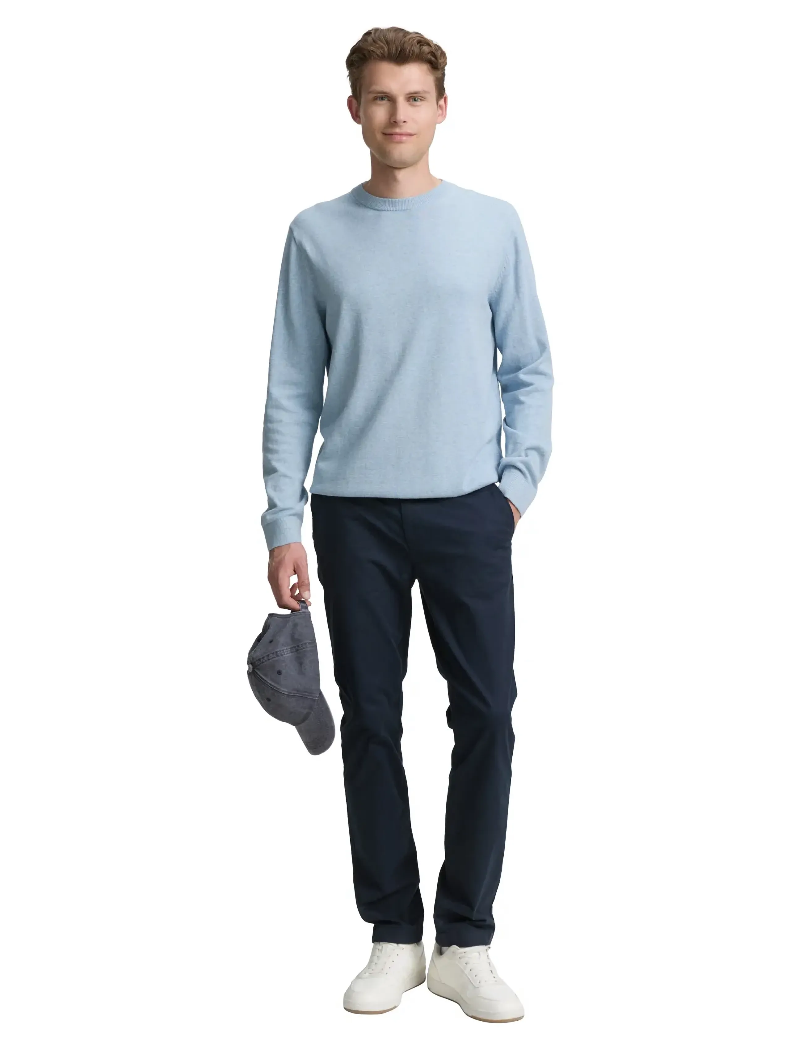 Tom Tailor Basic Crewneck Knit, L, Blue, Strik > Runde Halse, Herre