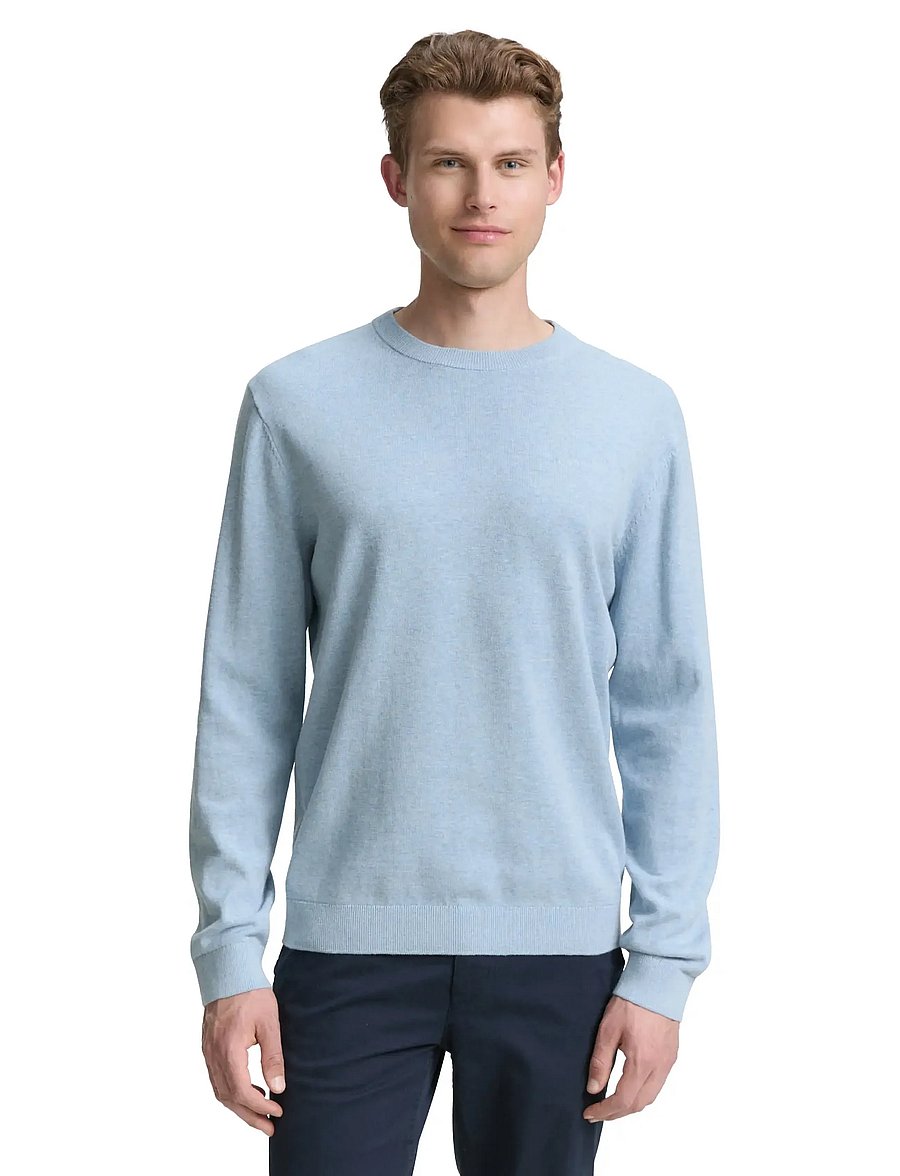 Tom Tailor - basic crewneck knit - rundhals - light metal blue melange - 3