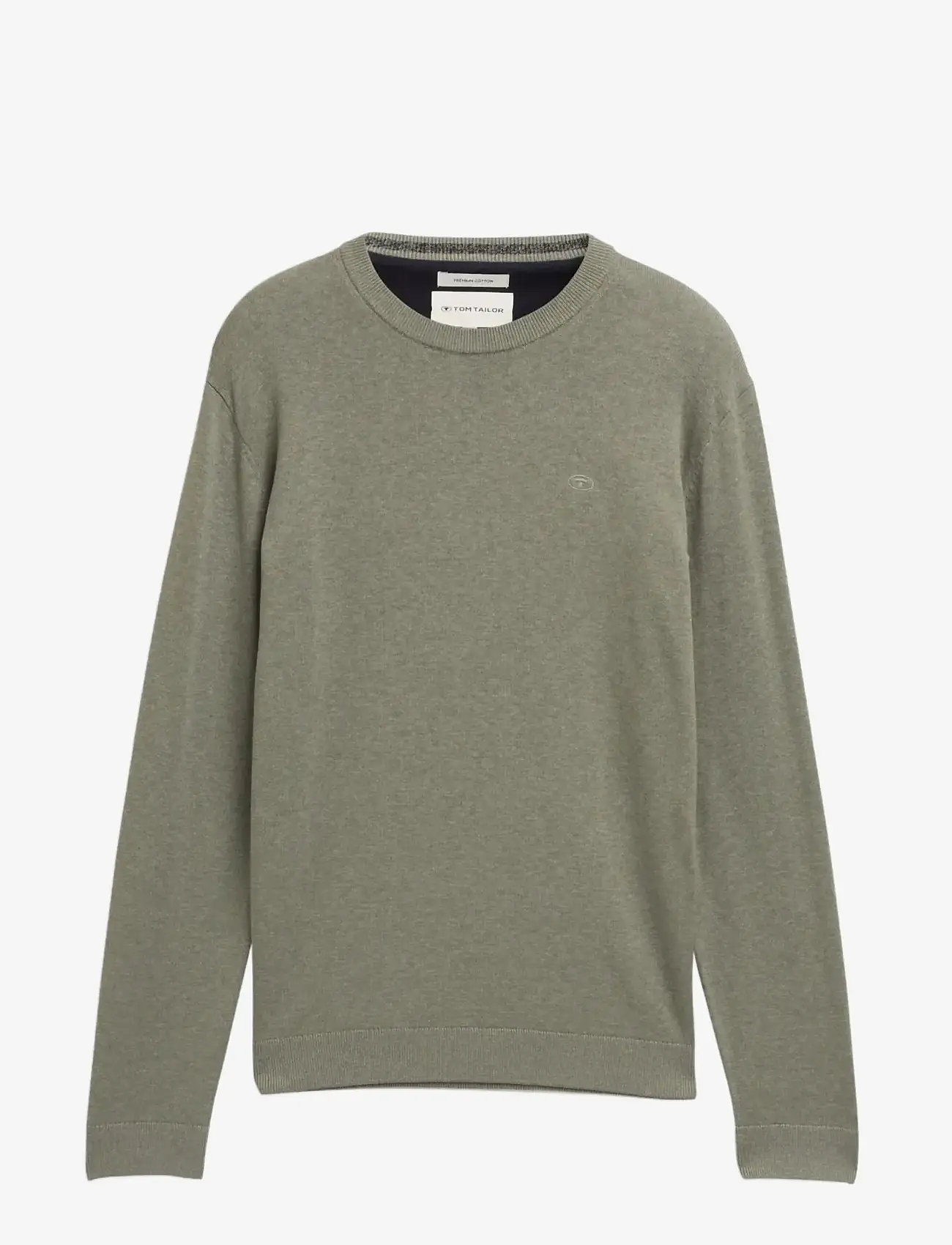 Tom Tailor - basic crewneck knit - rundhalsad - greyish shadow olive melange - 1