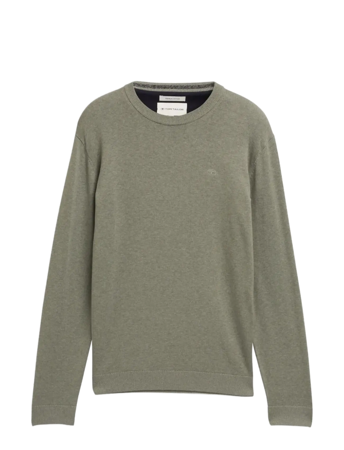 Tom Tailor basic crewneck knit - Stickat - GREYISH SHADOW OLIVE MELANGE / khaki/green