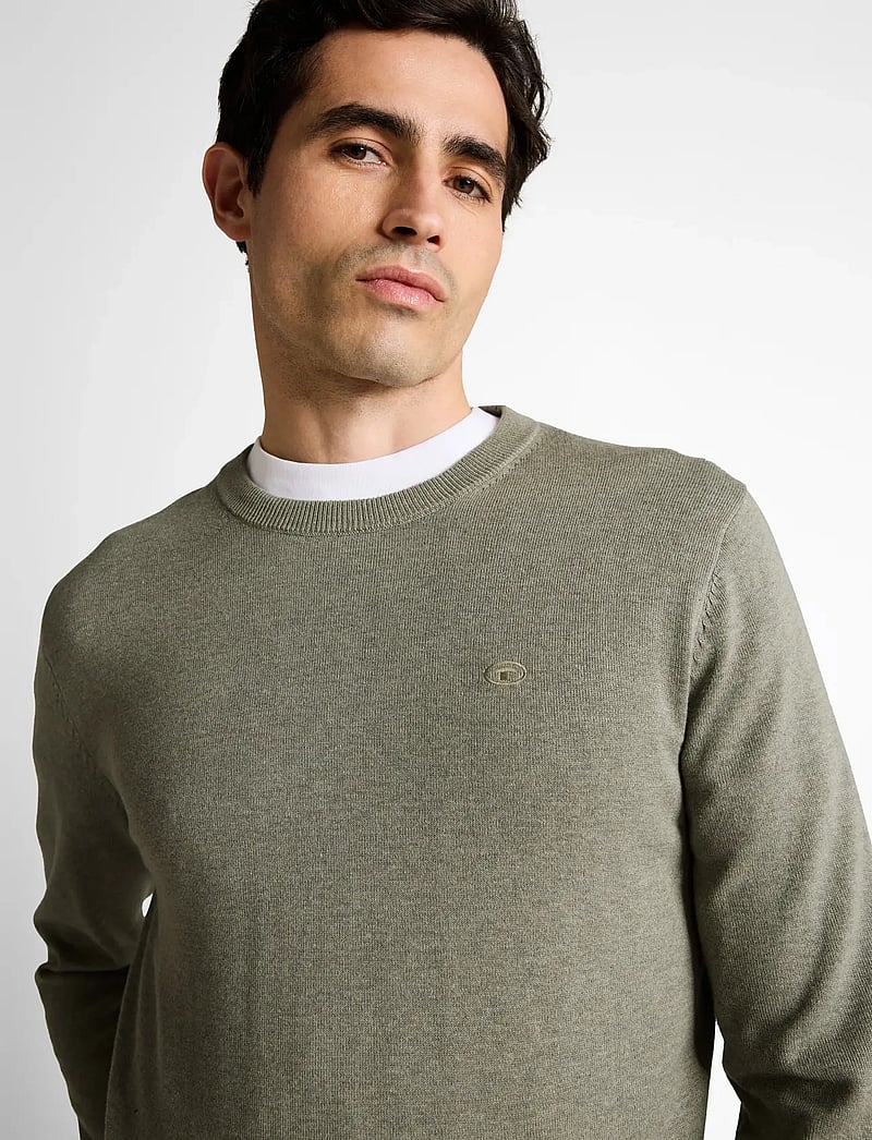 Tom Tailor - basic crewneck knit - rundhalsad - greyish shadow olive melange - 4